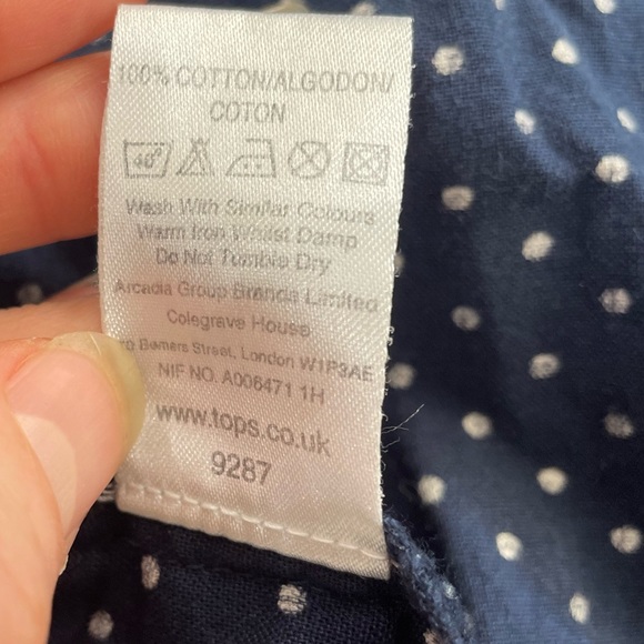 TOPSHOP size 10 cotton cottagecore skirt in navy and white - Picture 6 of 7